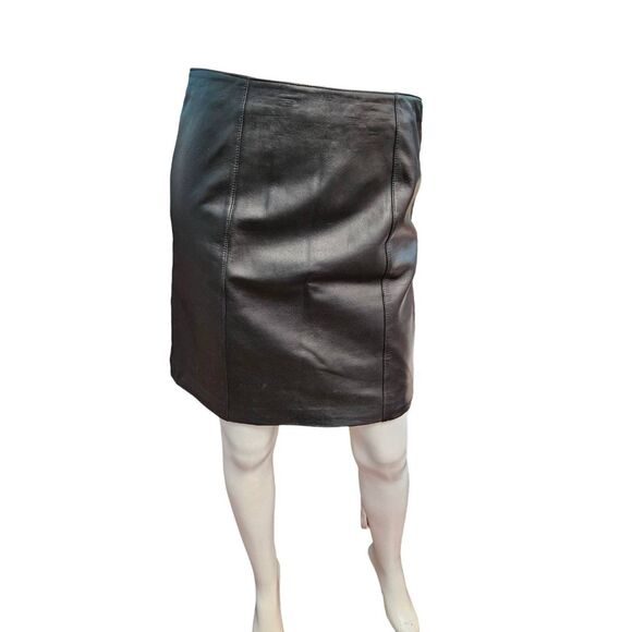 Leather Limited Black Skirt Size 4 Genuine Leather Pencil - Picture 2 of 8